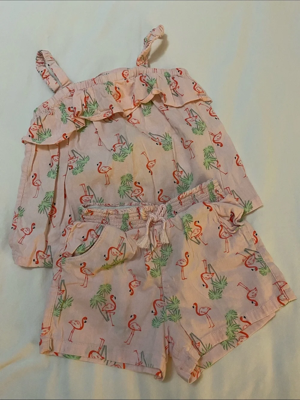Girls Flamingo Print Pink Matching Set - Brand